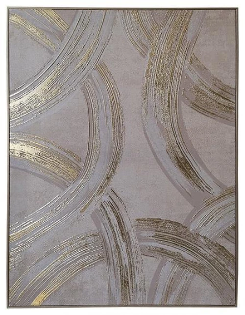 Πίνακας σε Καμβά με Πλαστικό πλαίσιο FL252460 Fylliana Χρυσό -Λευκό και Μπέζ 60x4x80εκ. 60x4x80 εκ.