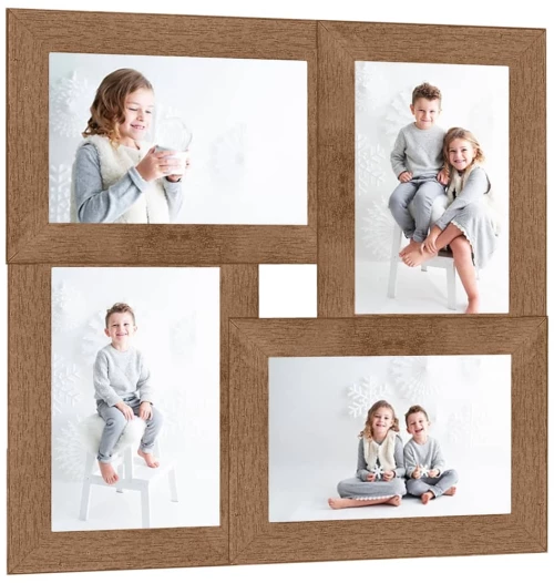 vidaXL Πλαίσιο Φωτογραφιών Κολάζ Αν. Καφέ για Φωτ. 4 x (10x15εκ.) MDF