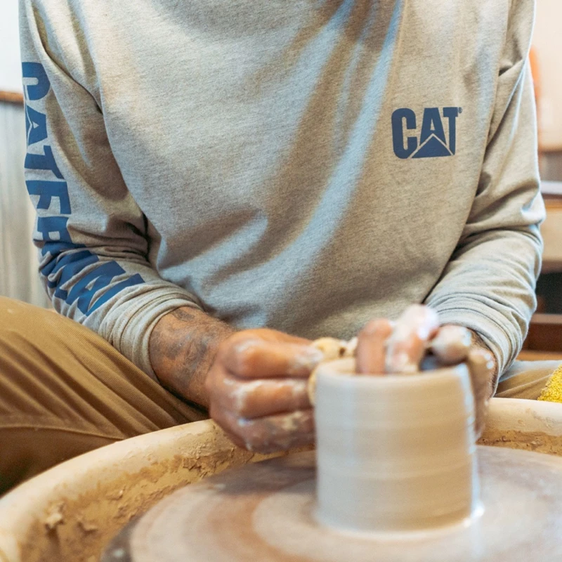 CAT Μπλουζάκι μακρυμάνικο trademark tee πράσινο M 1510034