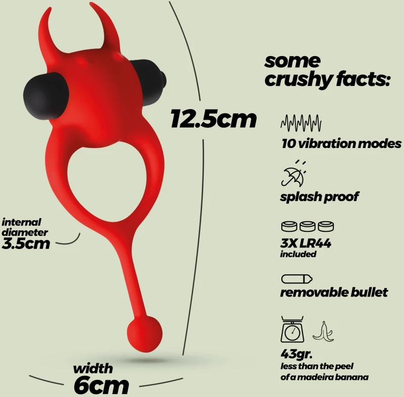CRUSHIOUS DAEMON VIBRATING COCKRING RED