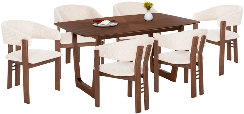 ΣΕΤ ΤΡΑΠΕΖΑΡΙΑΣ 7ΤΜΧ ZARRA HM21338.01 ΤΡΑΠΕΖΙ ΑΠΟ MDF--ΚΑΡΕΚΛΕΣ ΜΕ ΜΠΟΥΚΛΕ ΥΦΑΣΜΑ
