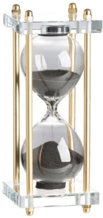 Κλεψύδρα Διακοσμητική Γυάλινη Hourglass Σε Βάση Με Μαύρη Άμμο
