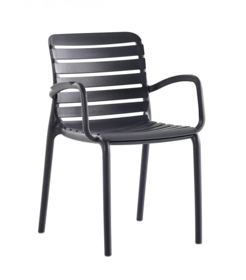 Parma Πολυθρόνα Πολυπροπυλενίου Ανθρακί 56x56x47/82cm