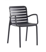 Parma Πολυθρόνα Πολυπροπυλενίου Ανθρακί 56x56x47/82cm