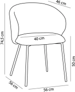 KIRA ΚΑΡΕΚΛΑ ΡΟΖ 56x56x74.5cm