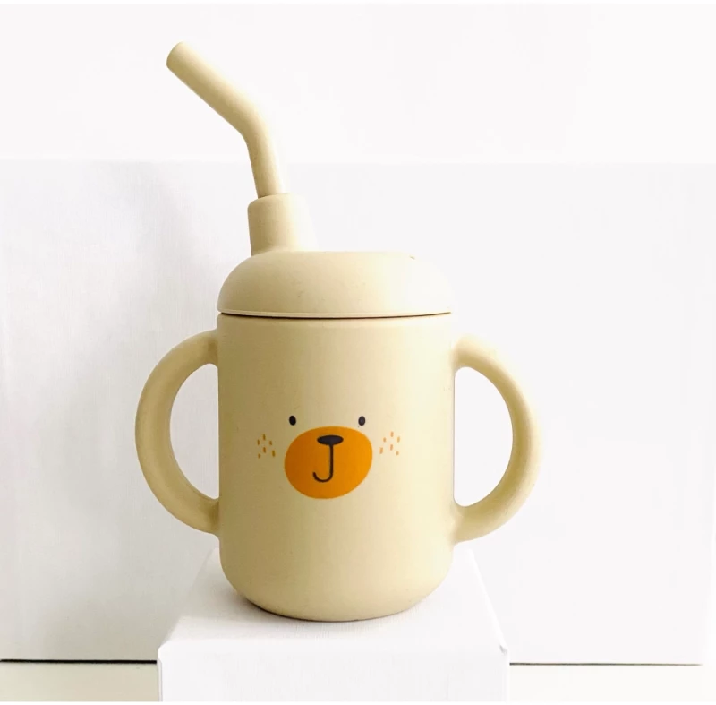 Les Petits Citrons Ποτηράκι Σιλικόνης με Καλαμάκι Bear 120ml | Εκπαιδευτικό Ποτηράκι για Μωρά