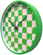 HOUSEVITAMIN Ρολόι Τοίχου Block Pattern – Green/Pink