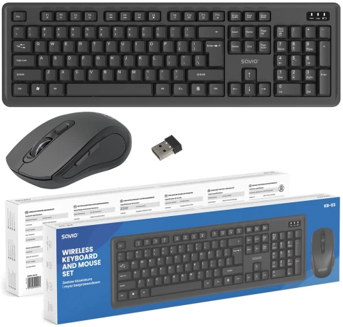 Savio KB-03 keyboard Mouse included Home/Office USB QWERTY US English Black