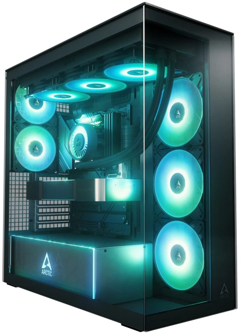 Arctic Xtender (Black) mirror black window w/o GPU vertical mount - Mid Tower Case w. A-RGB Fans
