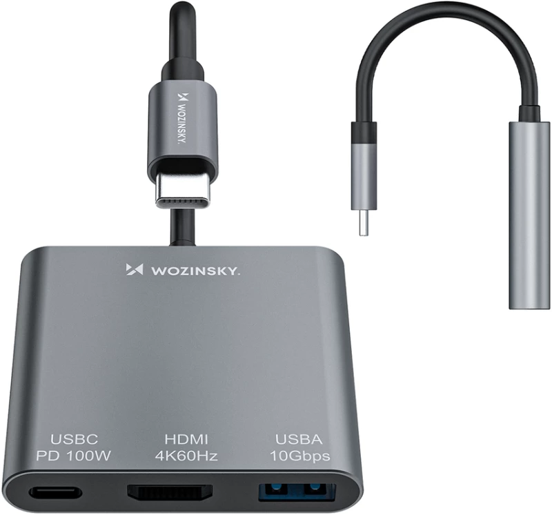 Hub Wozinsky WHCH-01 USB-C PD 100W HDMI 4K@30Hz USB-A 10Gbps - gray