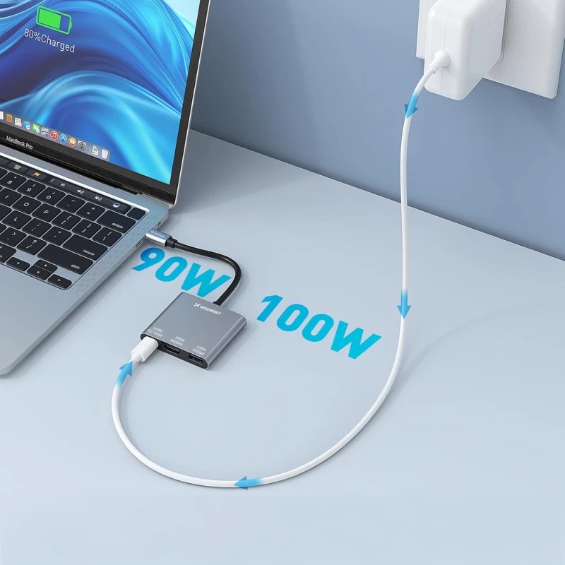 Hub Wozinsky WHCH-01 USB-C PD 100W HDMI 4K@30Hz USB-A 10Gbps - gray