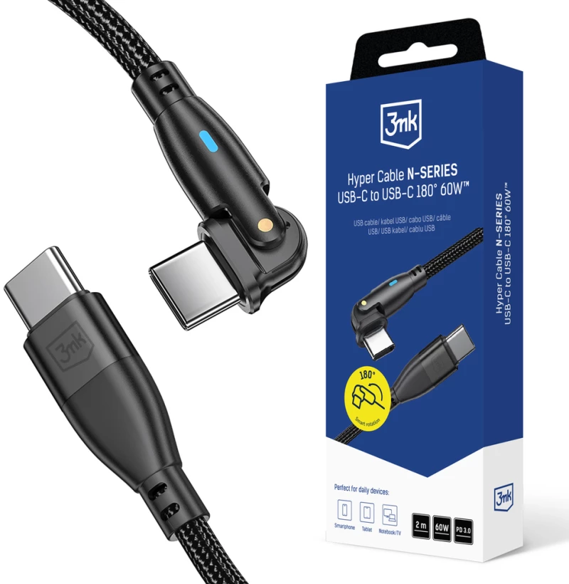 3mk Hyper Cable 3mk Hyper Cable N-SERIES USB-C / USB-C 2m 20V/3A 60W / black
