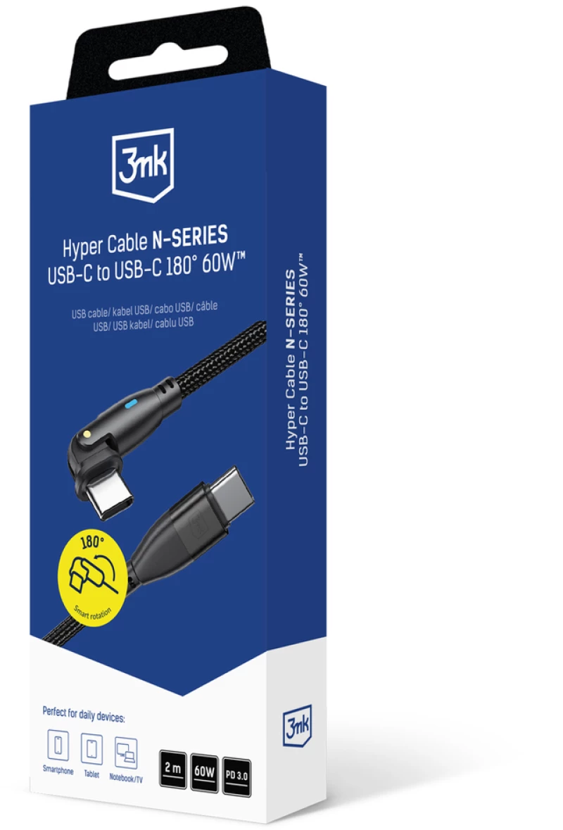 3mk Hyper Cable 3mk Hyper Cable N-SERIES USB-C / USB-C 2m 20V/3A 60W / black