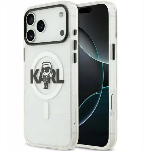 Karl Lagerfeld IML Karl Sketch Logo MagSafe Case for iPhone 17 Pro Max - Transparent