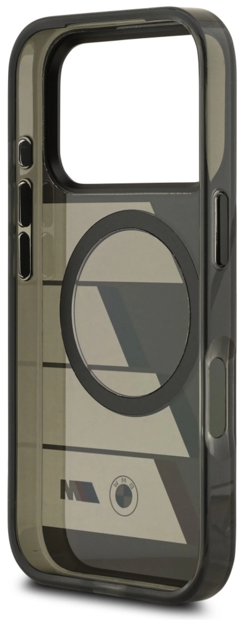 BMW M IML Metal Buttons Tricolor Lines MagSafe Case for iPhone 17 Pro - Gray
