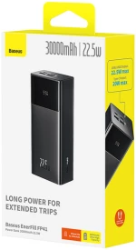 Baseus EnerFill FP41 30000mAh 22.5W Power Bank with Baseus Simple USB-A - USB-C 3A 30cm Cable - Black