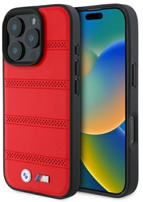 BMW M Perforated And Stitched Line MagSafe case for iPhone 16 Pro Max - red