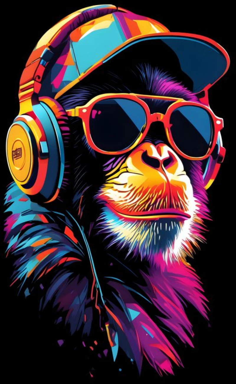 Funky Monkey Φούτερ με Κουκούλα - BLACK