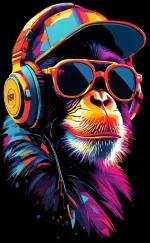 Funky Monkey Φούτερ με Κουκούλα - BLACK