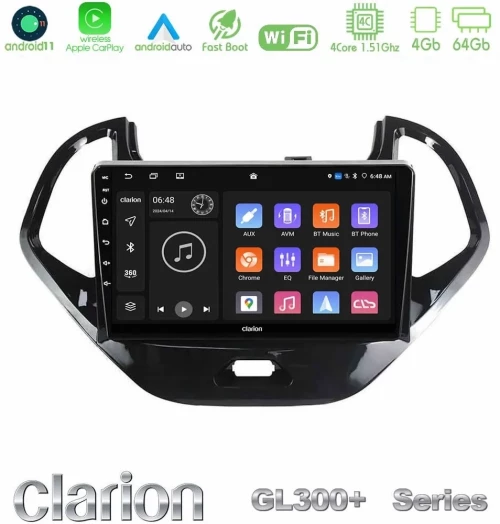 Clarion GL300+ Series 4Core Android11 4+64GB Ford KA 2016-2020 Navigation Multimedia Tablet 9" U-GL34-FD0646