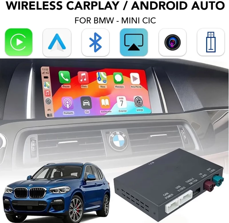 DIGITAL IQ BM 006W CPAA (WIRELESS CARPLAY / ANDROID AUTO BOX for BMW - MINI (CIC system) with 2 cameras FRONT - REAR) DIGITAL IQ BM 006W CPAA