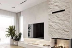 PU Stone Wall 3D Panel Obsidian White 120x60x3cm 1-2800-4
