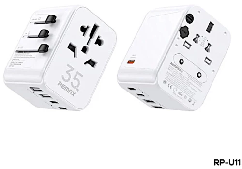 Remax RP-U11 Astro Series Universal φορτιστής  PD+QC35W -Λευκό (Plug EU+US+UK)
