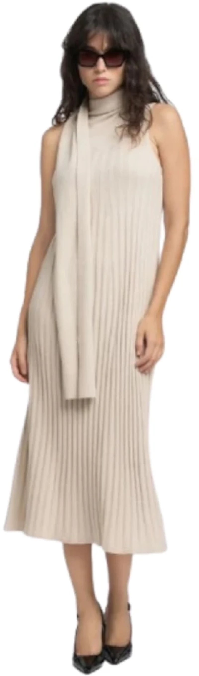 Replay Women Scarf Neck Midi Dress Winter White