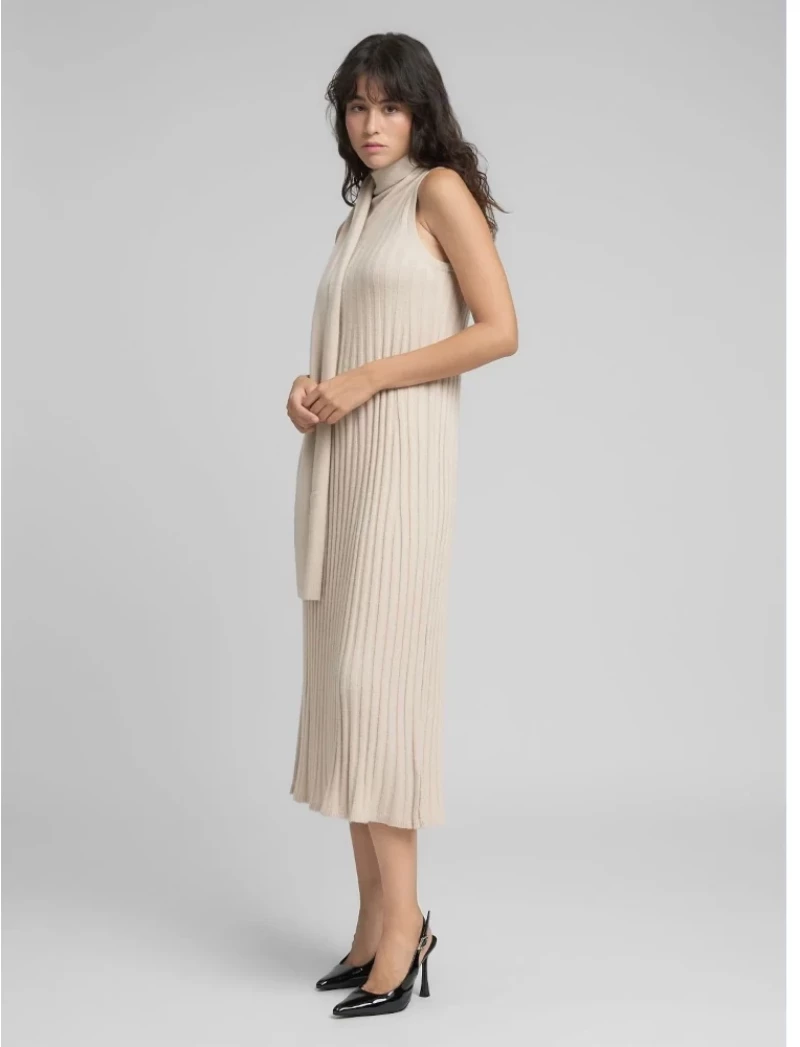 Replay Women Scarf Neck Midi Dress Winter White