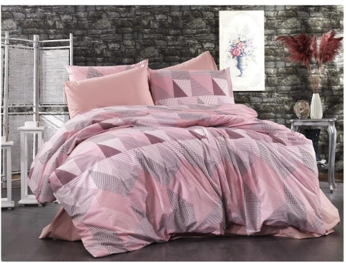 Σετ Σεντόνια Υπέρδιπλα 3 Τεμαχίων Dimcol Geometrical 331 Pink-Salmon 220x240