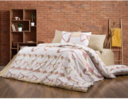 Σετ Σεντόνια Υπέρδιπλα 4 Τεμαχίων Dimcol Δαρεία 490 220x240 White-Beige