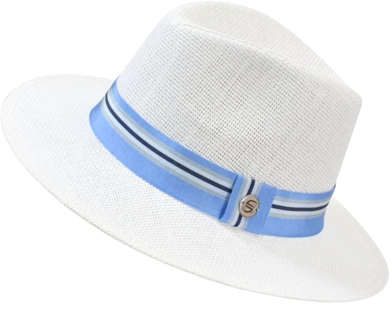 Καπέλο Fedora Με Γαλάζια Κορδέλα Stamion 6442 -Λευκό
