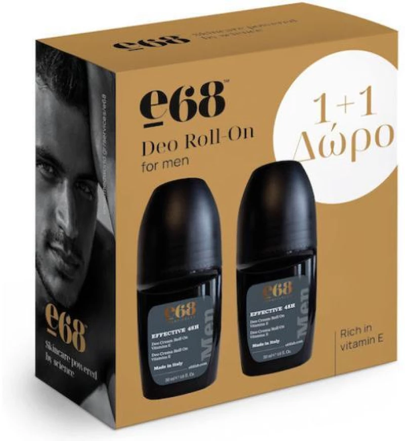 E68 Deo Roll-On For Men 48H, Ανδρικό Αποσμητικό 1+1 Δώρο