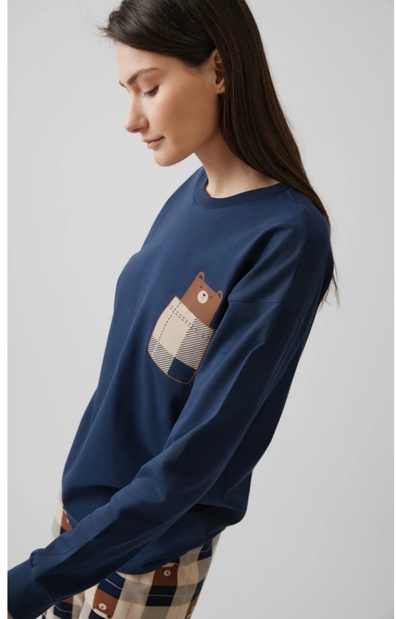 Minerva Γυναικεία Χειμερινή Βαμβακερή Πυζάμα Relaxed Fit 90-52625-100