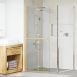 vidaXL Τοίχος ντους Walk-in Χρυσό και διαφανές 80 x 190 cm