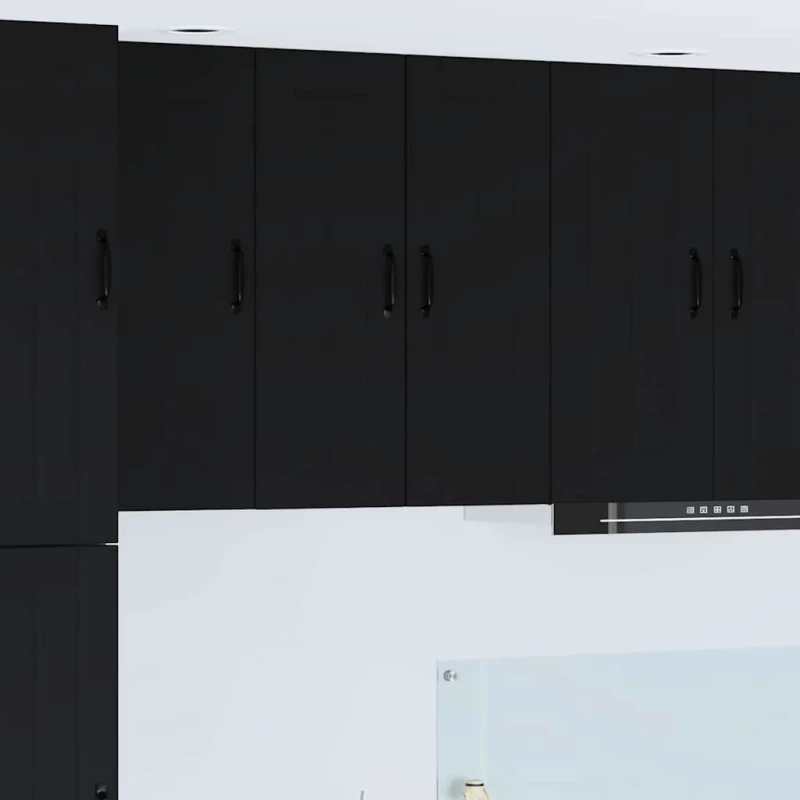 vidaXL Κρεμαστό ντουλάπι κουζίνας με ράφι 2 pcs Μαύρο 30 x 31 x 80 εκ.