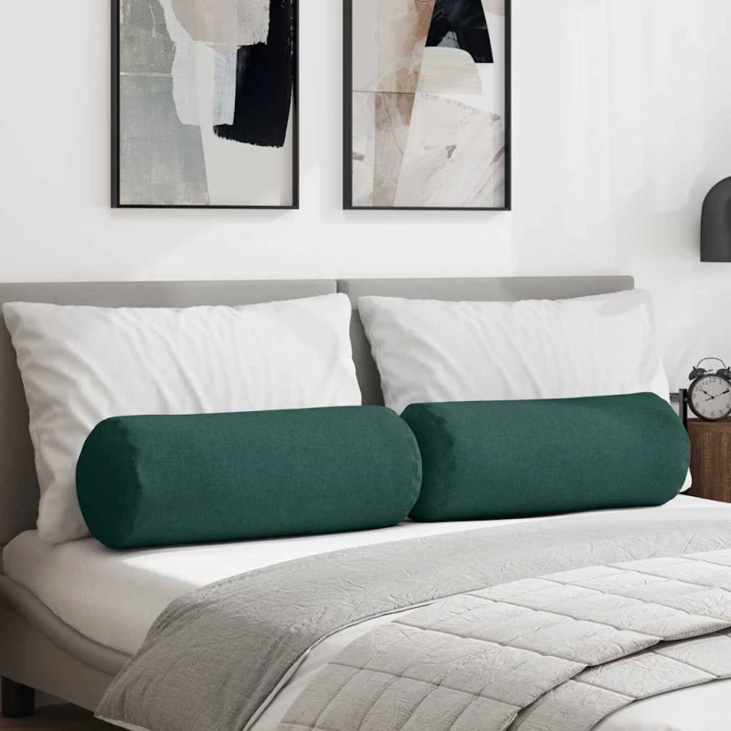 vidaXL Μαξιλάρια Στήριγμα 2 pcs Σκούρο Πράσινο Ø 25 x 70 cm ύφασμα