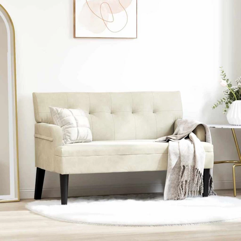 vidaXL Καναπές Chesterfield Κρεμ 112 x 65.5 x 75 εκ. Βελούδο