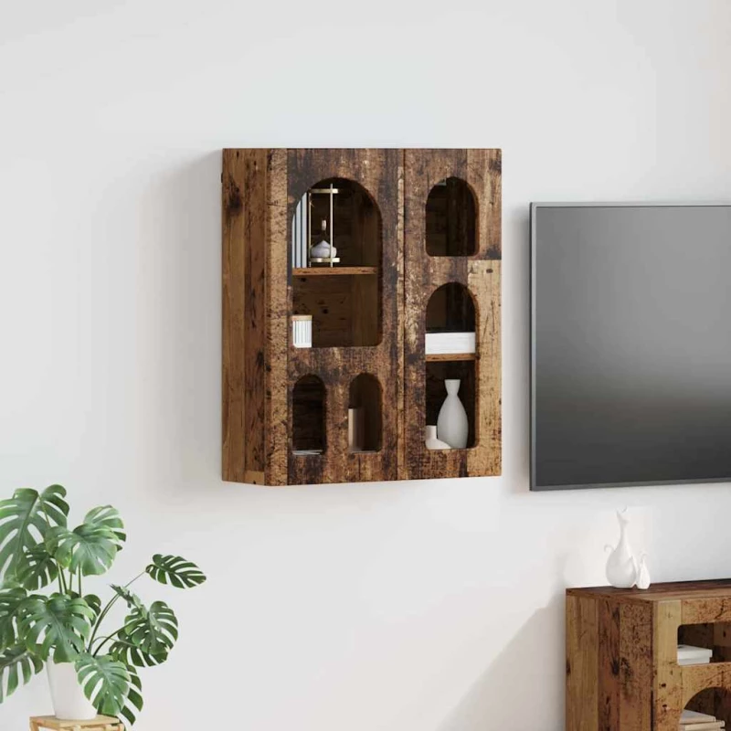 vidaXL Κρεμαστό ντουλάπι με ράφι Παλιό ξύλο 59 x 20 x 71.5 εκ
