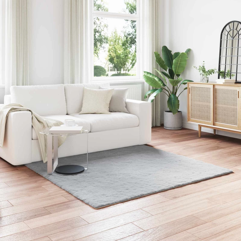 vidaXL Χαλιά Ψεύτικου Κουνελιού Olite Γκρι 160 x 160 cm Πολυεστέρας
