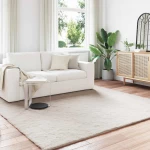 vidaXL Χαλιά Ψεύτικου Κουνελιού Olite Μπεζ 240 x 240 cm Πολυεστέρας