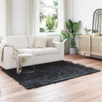 vidaXL Ψεύτικο Δέρμα Προβάτου Χαλί Tafalla Μαύρο 160 x 230 cm