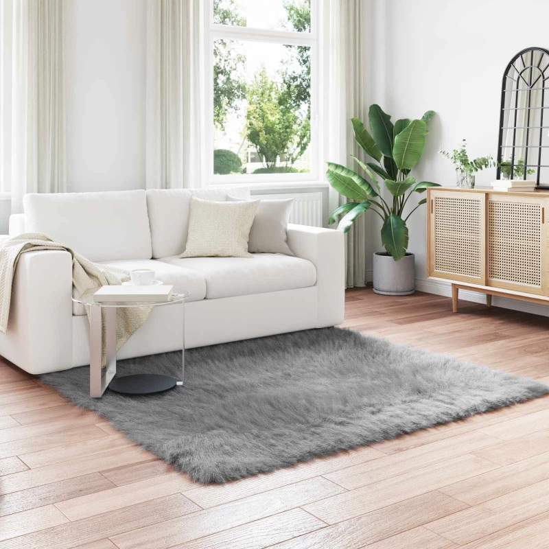 vidaXL Ψεύτικο Δέρμα Προβάτου Χαλί Tafalla Γκρι 160 x 160 cm