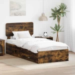 vidaXL Σκελετός Κρεβατιού Καπνιστό Δρύς 75 x 190 cm Επεξεργασμένο ξύλο