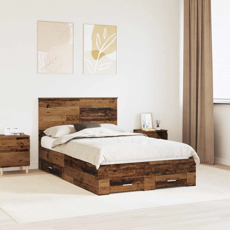 vidaXL Σκελετός Κρεβατιού Παλιό ξύλο 120 x 190 cm Επεξεργασμένο ξύλο