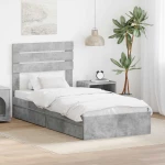 vidaXL Κρεβάτι Αποθήκης Σκυρόδεμα Γκρι 90 x 190 cm Επεξεργασμένο ξύλο