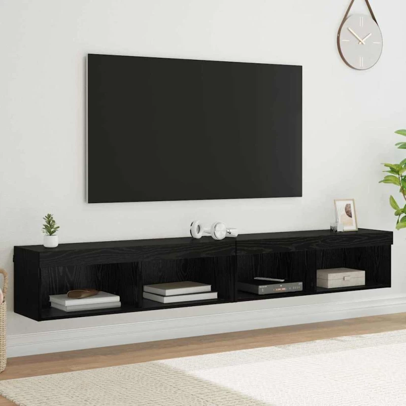 vidaXL Βάσεις τηλεόρασης Panama 2 pcs Μαύρη Οξυά 100 x 30 x 30 cm