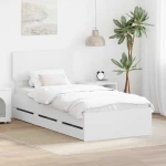 vidaXL Σκελετός Κρεβατιού Λευκό 75 x 190 cm Μηχανήματος Ξύλο