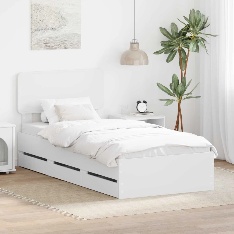 vidaXL Σκελετός Κρεβατιού Λευκό 90 x 190 cm Μηχανήματος Ξύλο