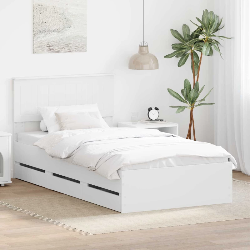 vidaXL Σκελετός Κρεβατιού Λευκό 100 x 200 cm Μηχανήματος Ξύλο